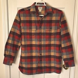 L.L. Bean Chamois Heavyweight Plaid Flannel Shirt 100% Cotton Sz. Medium Tall